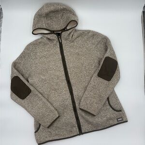Merrell Heathered Taupe Hooded Jacket with Dark Elbow Patches